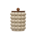 Creative Co-Op | Stoneware Canister w/Raised Dots & Acacia Wood Lid, Assorted Sizes