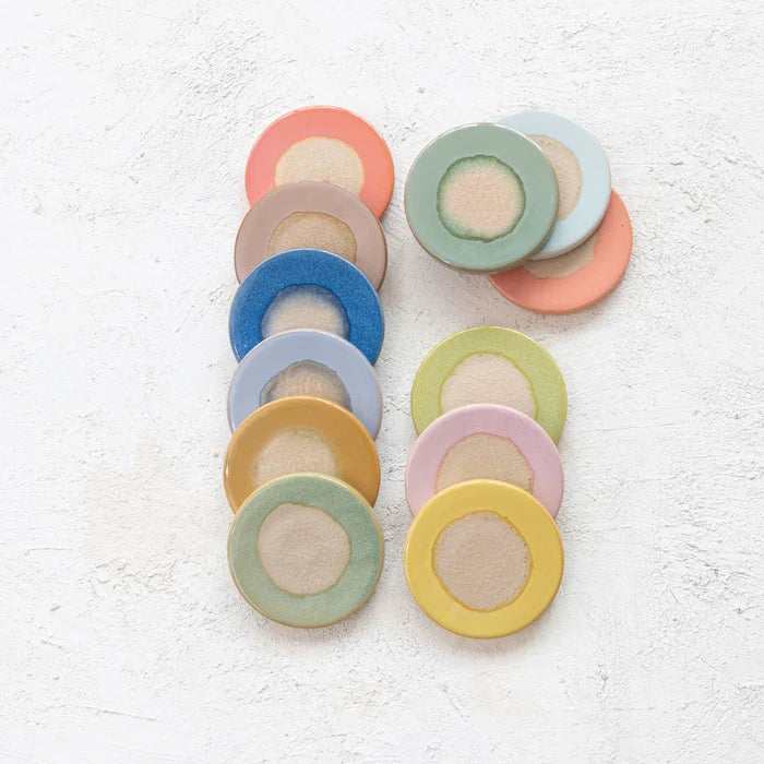Creative Co-Op | Stoneware Coaster, Reactive Glaze