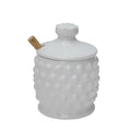 Creative Co-Op | White Hobnail Honey Jar w/Wood Honey Dipper