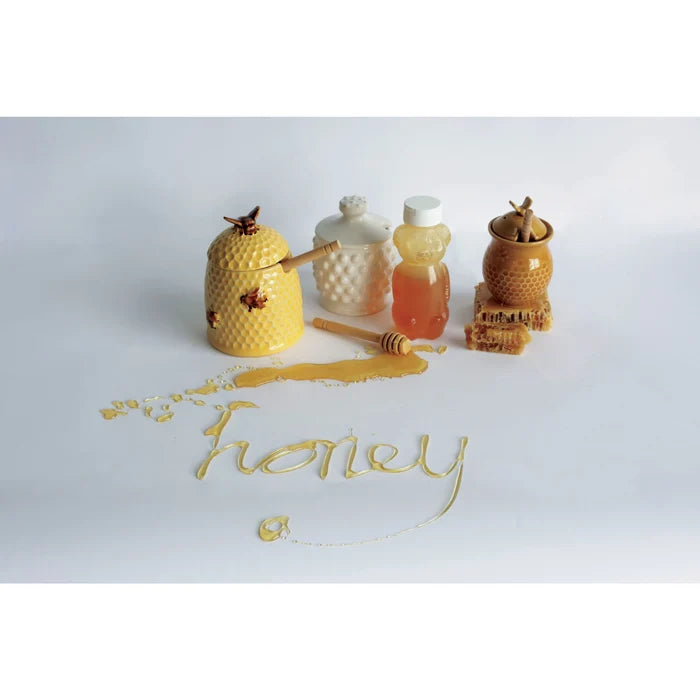 Creative Co-Op | White Hobnail Honey Jar w/Wood Honey Dipper