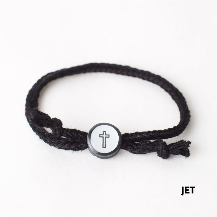 Daily Tap For Bible Verse Beacon Bracelet, Cross, Woven Cord, Assorted Colors