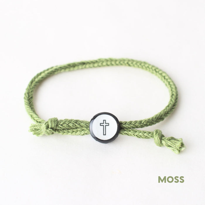 Daily Tap For Bible Verse Beacon Bracelet, Cross, Woven Cord, Assorted Colors