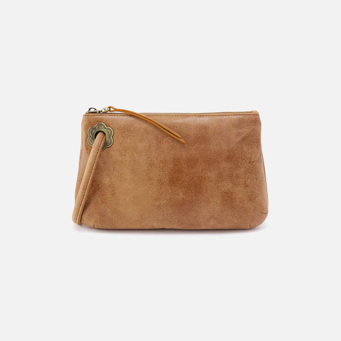 Daisy Daze Large Wristlet, Buffed Leather Whiskey