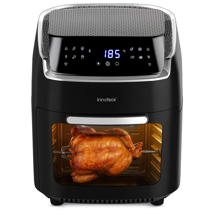 Digital Air Fryer Oven 12L 1800W 8 Presets Rotisserie Black