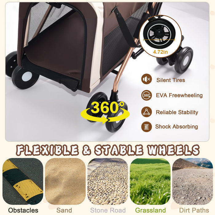 Double Pet Stroller for Dogs and Cats