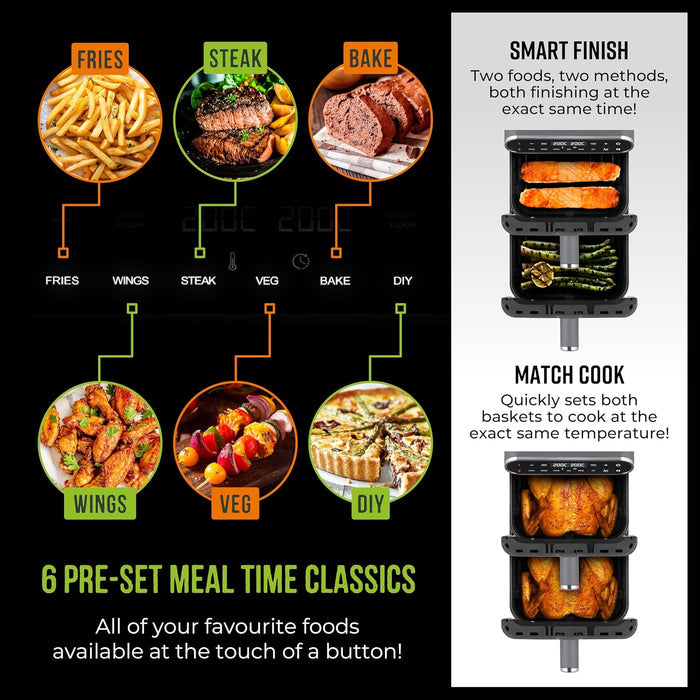 Dual Stack Air Fryer 11L 2460W 6 Presets Graphite