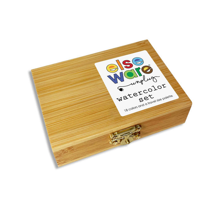 Eco- Friendly Bamboo Box Watercolor Set, 18 Colors
