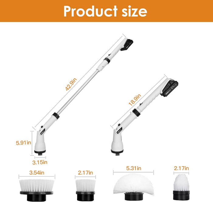 Electric Cordless Spin Scrubber Cleaning Brush with 4 Replaceable Heads