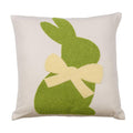 Embroidered Bunny Pillow, Oat & Green