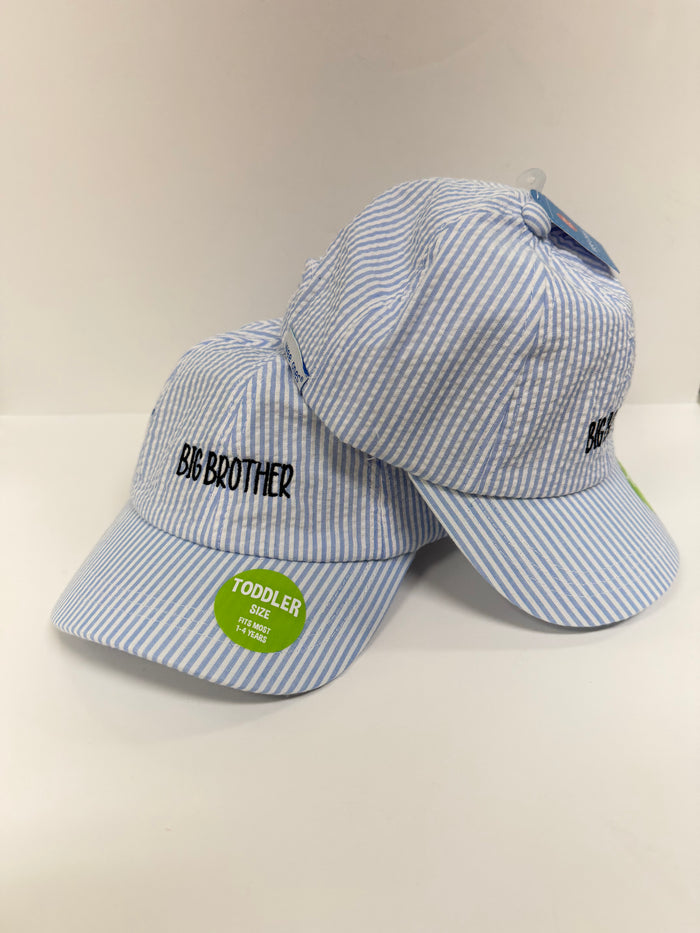 Embroidered Toddler Seersucker Ball Cap, Big Brother