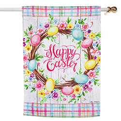 Evergreen- Easter Floral Wreath House Flag
