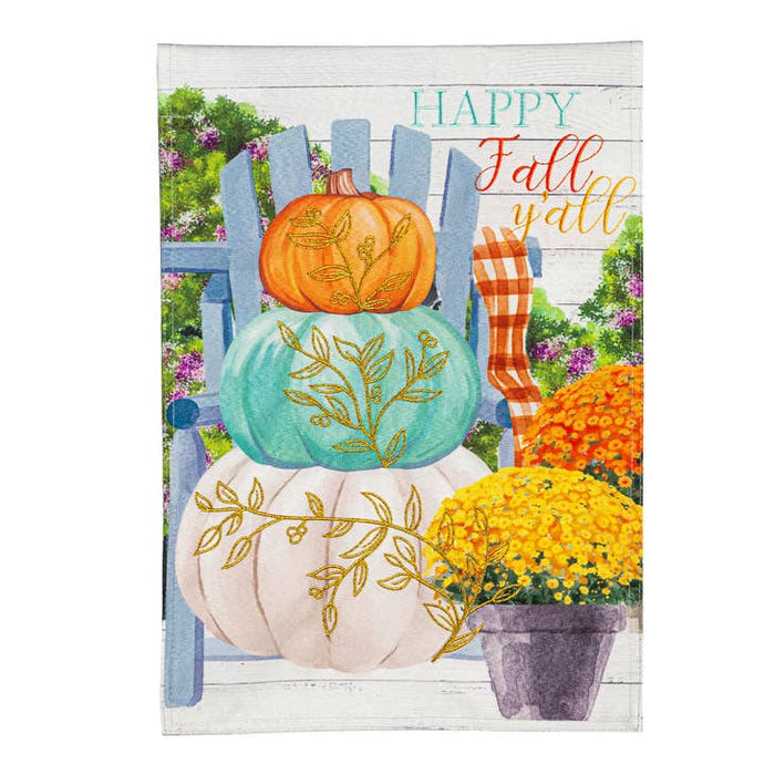Evergreen- Happy Fall Stacked Pumpkins Garden Flag