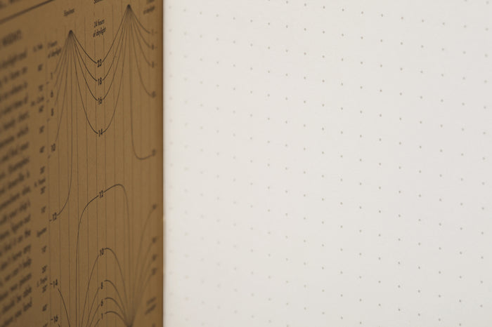 The covers of Field Notes Pitch Black Dot Grid 2-Pack- 5x7- NEW! are duplexed so the outside is black and the inside is craft paper. The dot grid printed on the interior pages is perfect for writing or drawing.