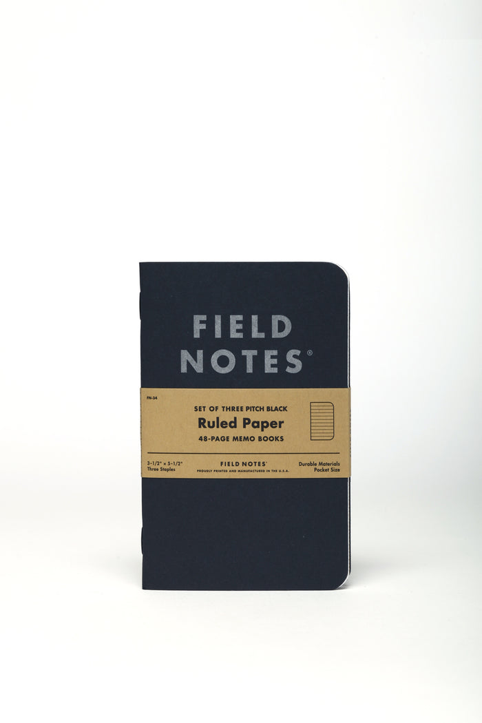 Field Notes Pitch Black Ruled 3-Pack- 3x5- NEW! is variation on the old Pitch Black notebooks.