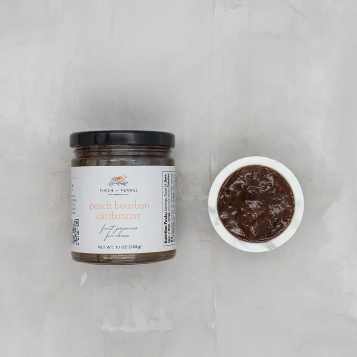 Finch + Fennel | Peach Bourbon Cardamom Fruit Preserves for Cheese