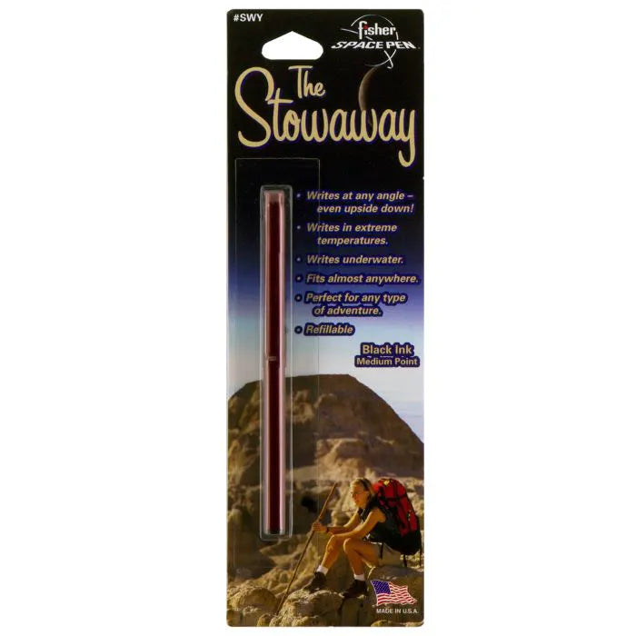 image of Fisher Stowaway Ballpoint- Red with Clip packaging