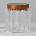 Fluted Glass Canister, Wood Lid, Large