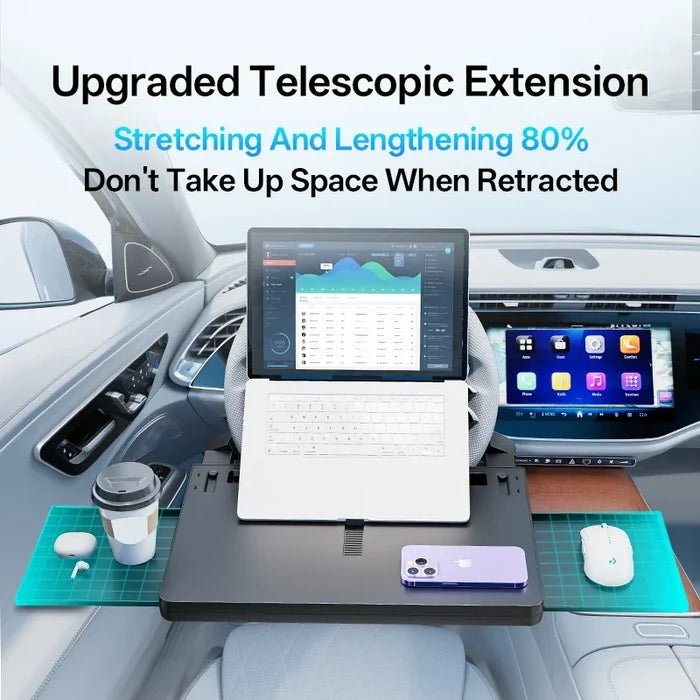 Folding Car Tray Table | Steering Wheel Desk Mount for Laptop and Food