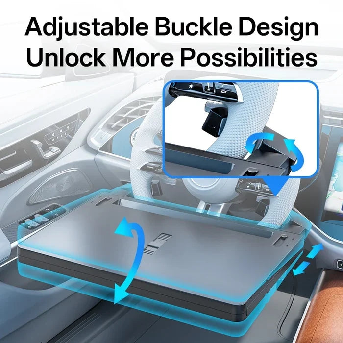 Folding Car Tray Table | Steering Wheel Desk Mount for Laptop and Food