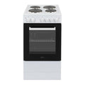 Freestanding Electric Cooker 62L 4 Solid Plate Hobs White