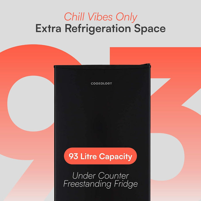 Freestanding Under Counter Fridge 93L Reversible Door Black