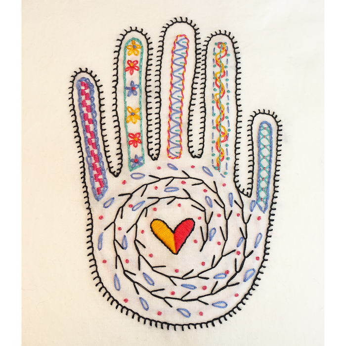 Hand Sampler Embroidery Kit- finished hand pattern
