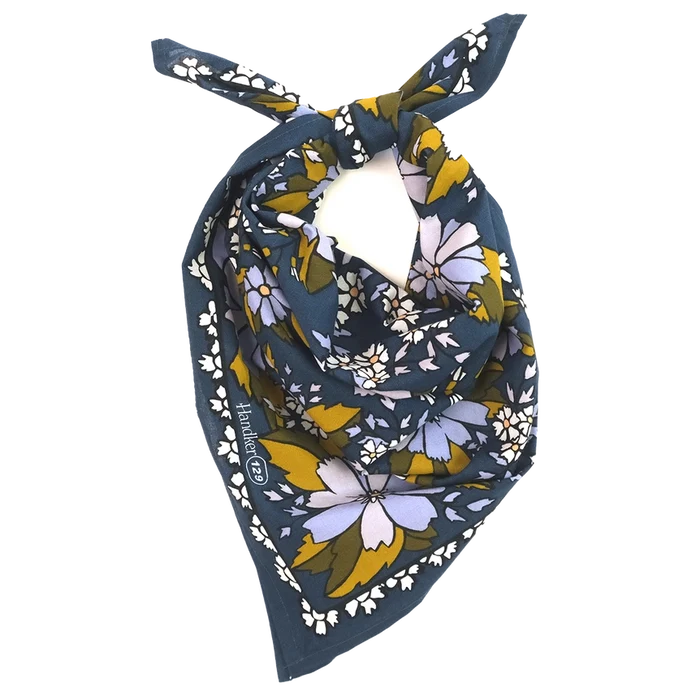 Handker Bandana No. 129 Chicory folded as neckerchief