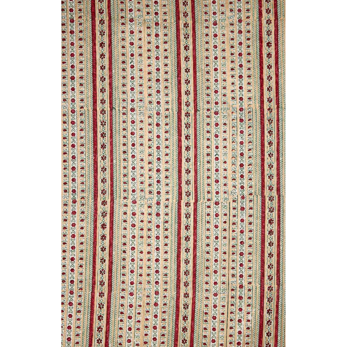 Striped paper with red, green and gold patterns