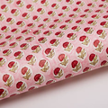 Handmade Indian Cotton Paper- Block Printed Red Daisy with pink background- detail