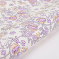 Handmade Indian Cotton Paper- Block Printed lavender and gold pomegranate pattern with  green leaves- detail