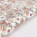 Handmade Indian Cotton Paper- Block Printed pink and gold pomegranate pattern with  green leaves- detail