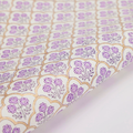 Handmade Indian Cotton Paper- Block Printed lavender and gold floral pattern with  gold arches- detail