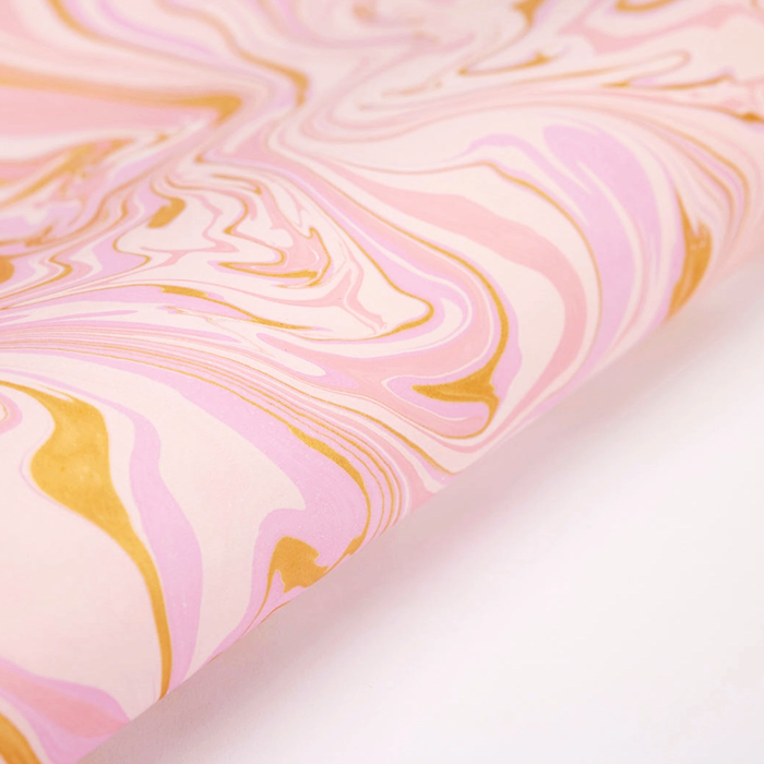 Handmade marbled paper "free spirit" champagne with pinks and gold- detail