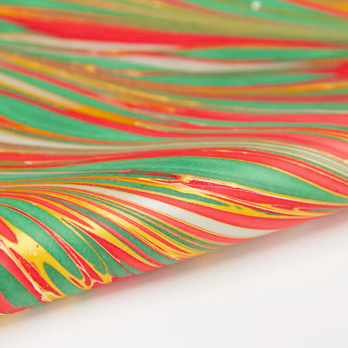 Handmade Indian Cotton Paper- Marbled Striations- Festive Mix- detail