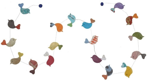 Handmade Lokta Paper Bird Garland is made in Nepal using bark from the Daphne plant.