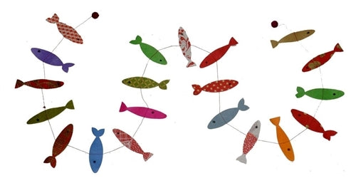 The Handmade Lokta Paper Fish Garland features paper made in Nepal. The garland measures approximately 5 1/2 feet.