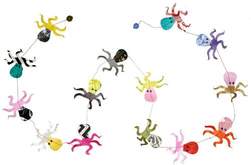 Handmade Lokta Paper Garland- Octopus