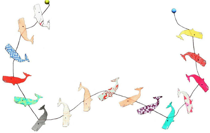 Handmade Lokta Paper Whale Garland is a great addition to a gift or decoration for a room.