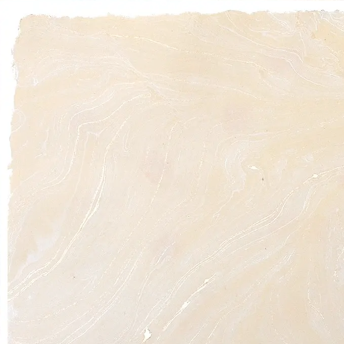 Handmade Marbled Paper- Cream with Gold with deckled edge