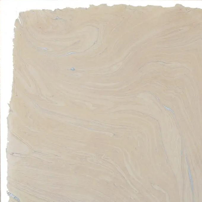Handmade Marbled Paper- Cream with Silver with deckled edge
