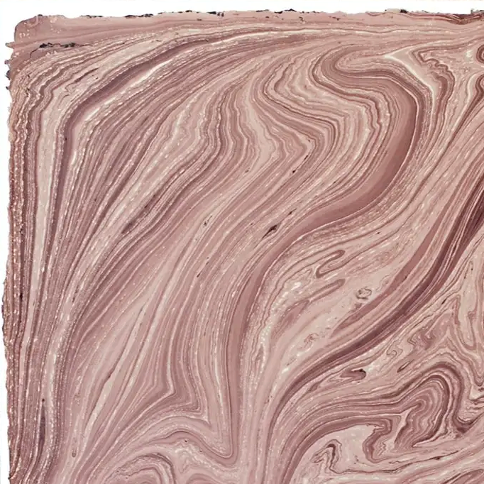 Handmade Marbled Paper- Dusty Pink with Gold and Charcoal with deckled edge