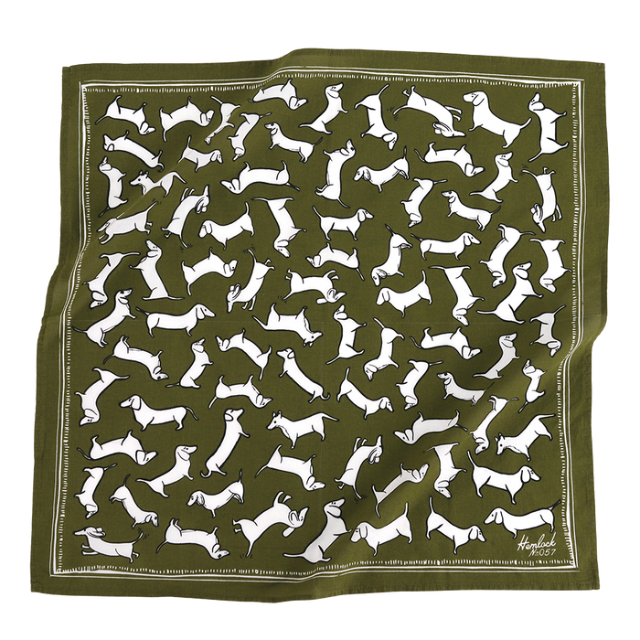 All Hemlock Goods Bandanas measure 23 x 23 inches.