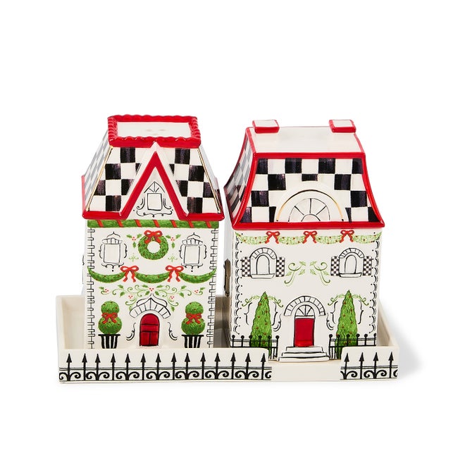 Holly Village Salt and Pepper Shaker Set