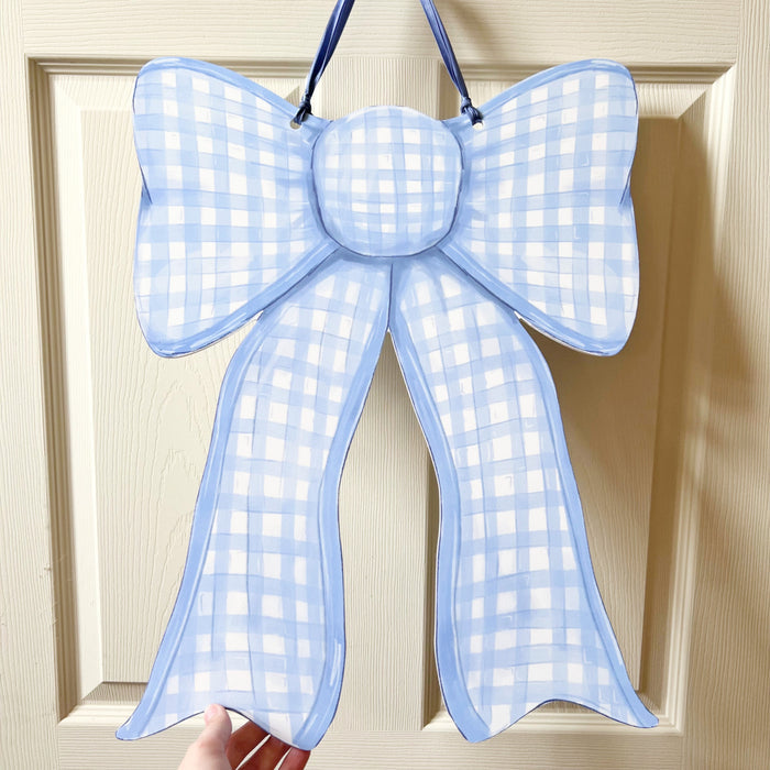 Home Malone | Double Sided Pink/Blue Gingham Bow Door Hanger