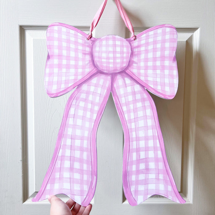 Home Malone | Double Sided Pink/Blue Gingham Bow Door Hanger