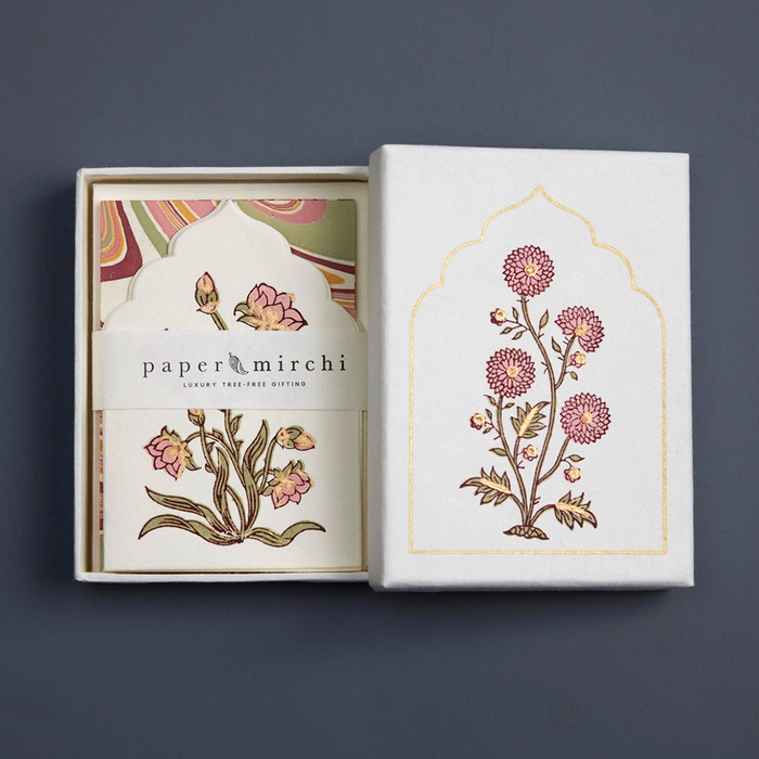 Indian Cotton Boxed Notecards- Sandook Pink Quartz