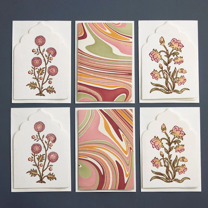 Indian Cotton Boxed Notecards- Sandook Pink Quartz