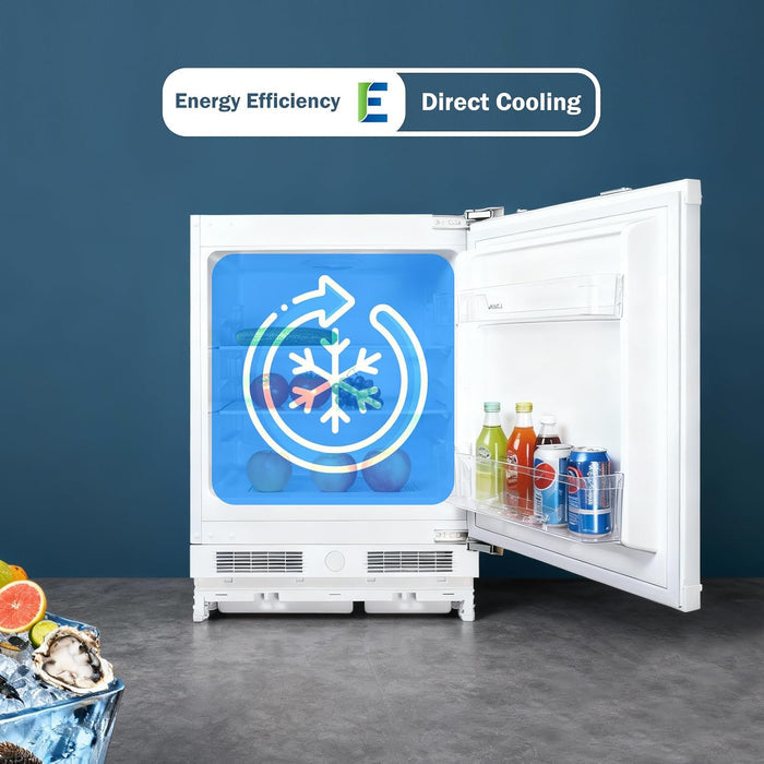 Integrated Under Counter Fridge 110L LED Light Reversible Door White