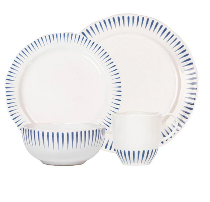 Juliska | Sitio Stripe 4pc Place Setting with Mug, Delft Blue