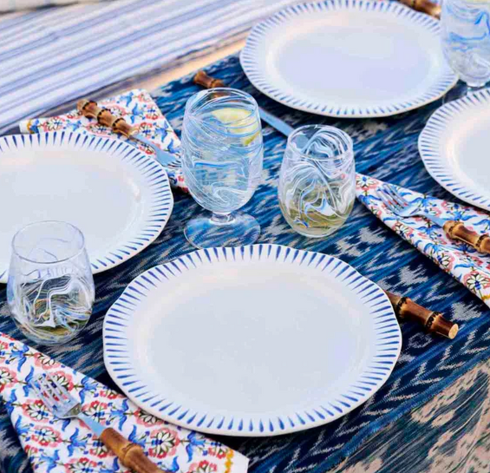 Juliska | Sitio Stripe 4pc Place Setting with Mug, Delft Blue